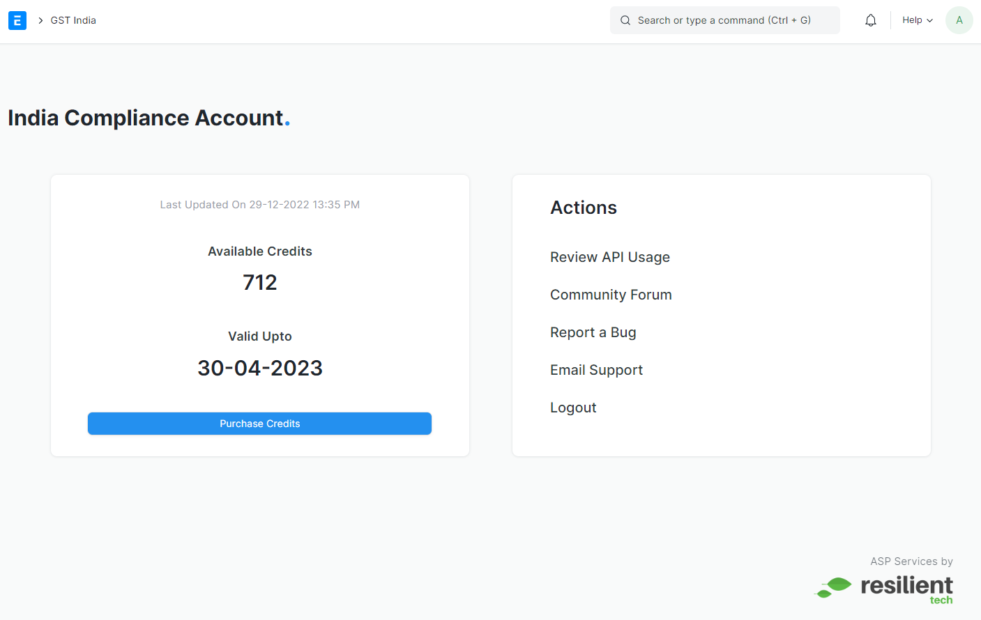 API Dashboard